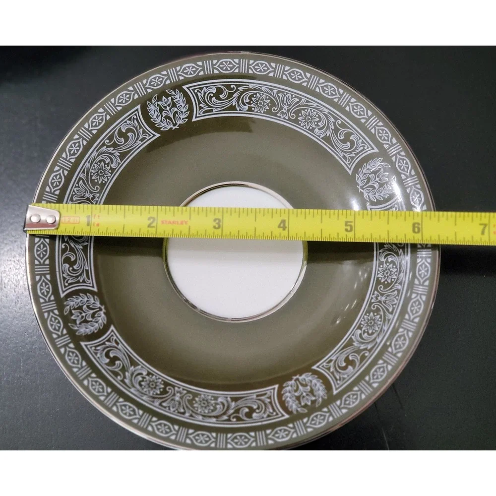 Forest Damask Saucer, Handcrafted Ceramic Saucer with Enchanting Woodland Design